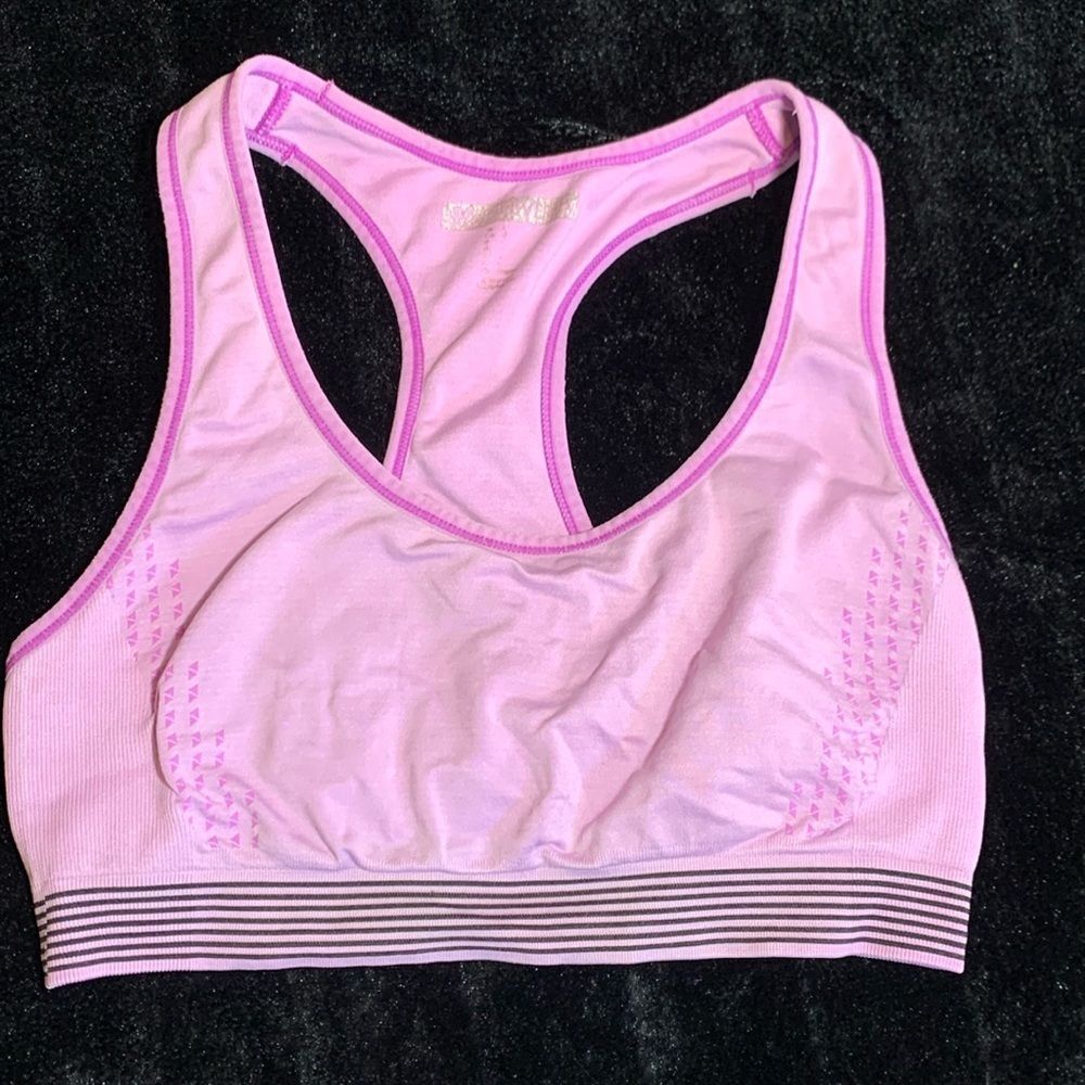 Women’s Large Blue with Black Stripes Racerback Sports Bra - No Padding